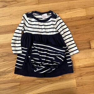 Striped Hanna Andersson 6-12m Navy and White Baby Dress with Matching Bloomers